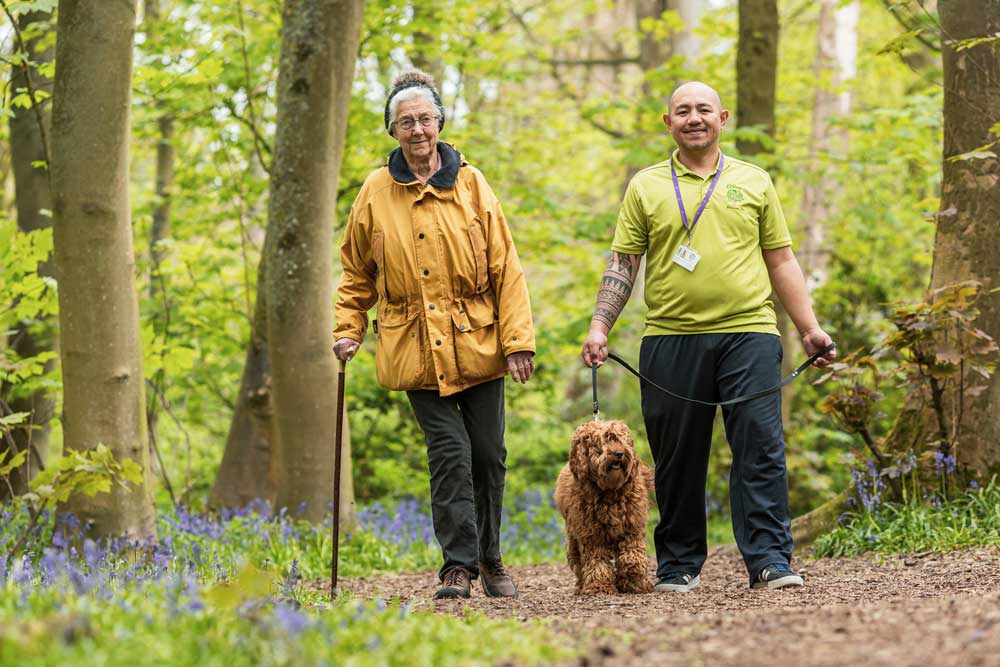 Our care assistants can provide support with recreational activities such as dog walking